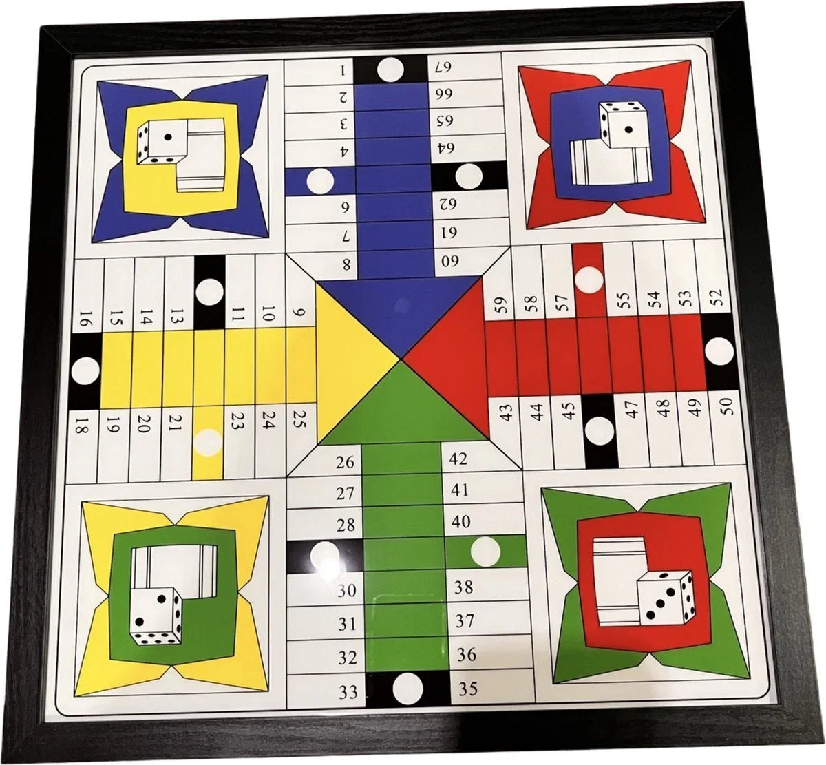 Groot glazen Parchi Pachisi Ludo bordspel van 44 cm handgemaakt