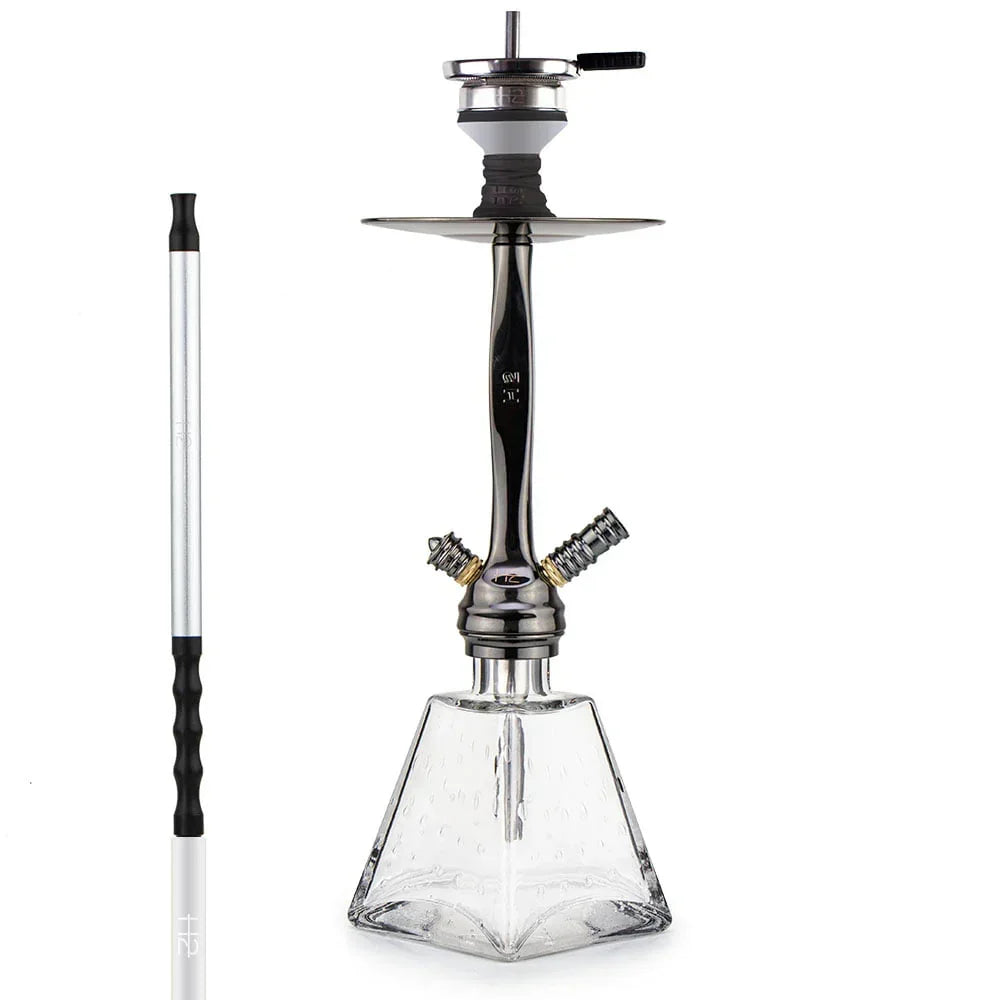 H2 038 waterpijp huren transparant, compacte shisha met glazen basis en diffusor