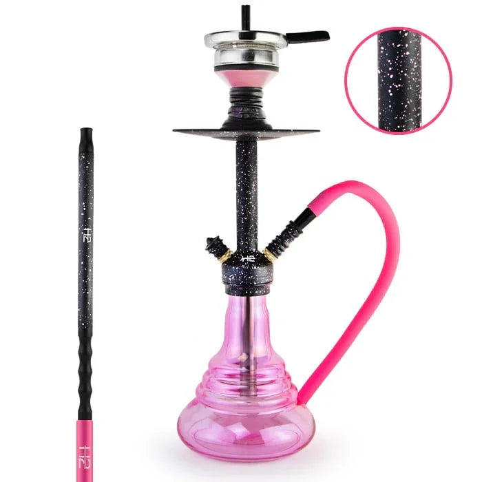 H2 352 Camouflage shisha roze - compacte waterpijp 51 cm met siliconen slang