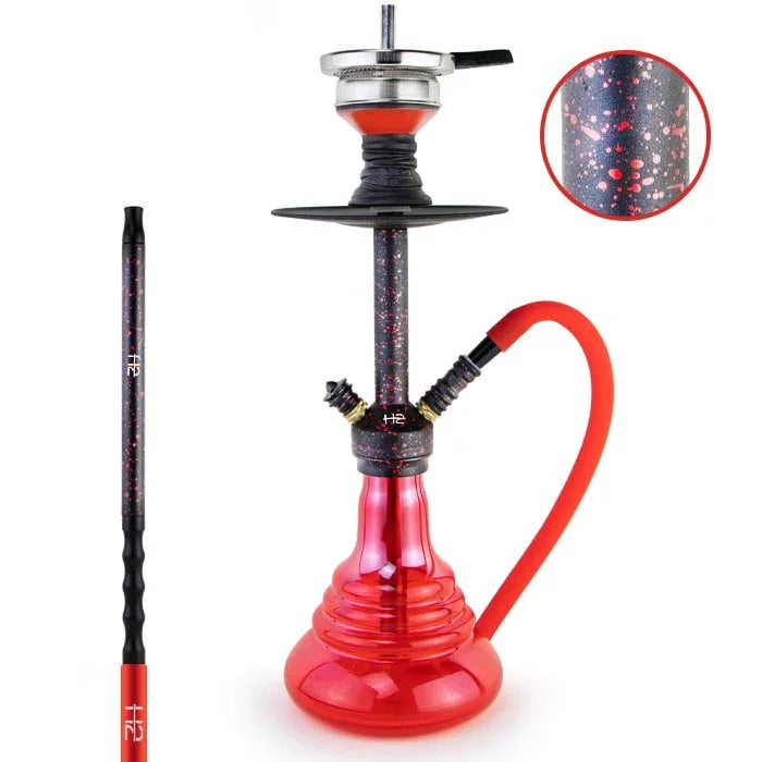 H2 352 Camouflage waterpijp rood - complete set met kolentang en Hot Screen