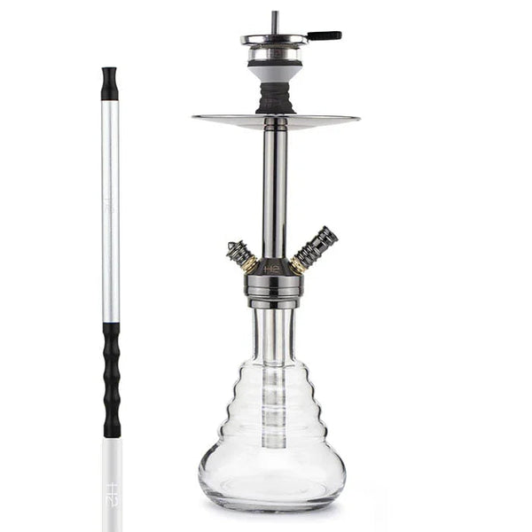H2 452 Little Rocket waterpijp transparant - compacte shisha van 41 cm met koolstofvezel kolom en glazen vaas