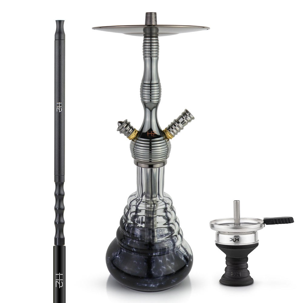 H2 470 B-BK complete shisha set van 54 cm met kop, mondstuk en donkere vaas