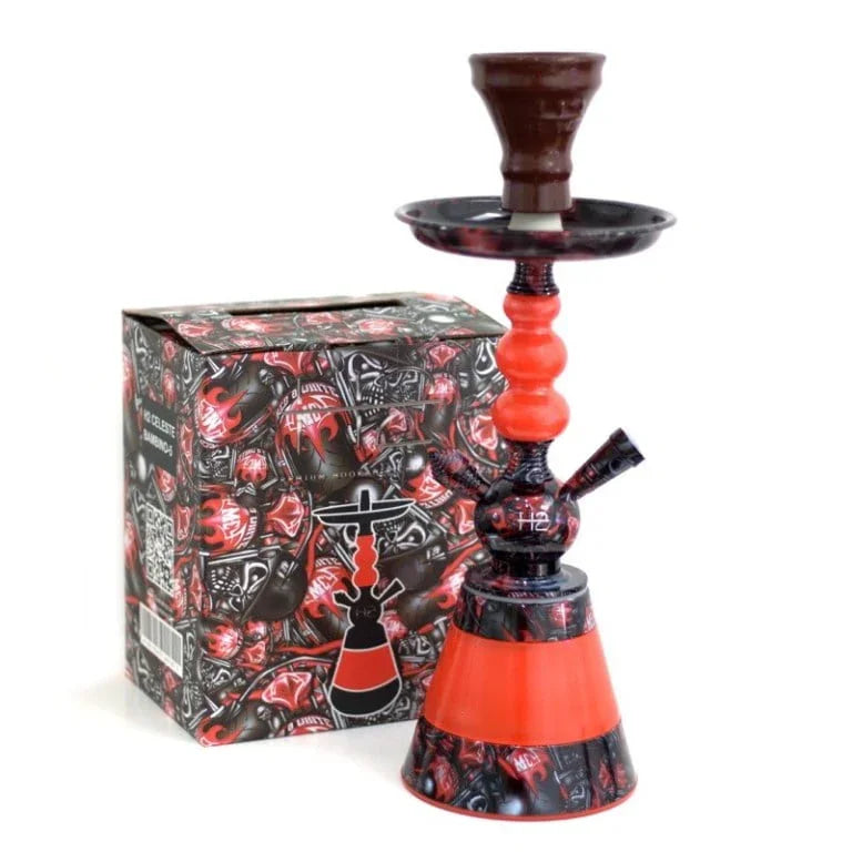 H2 Bambino 3 Boules shisha rood glow-in-the-dark glazen vaas