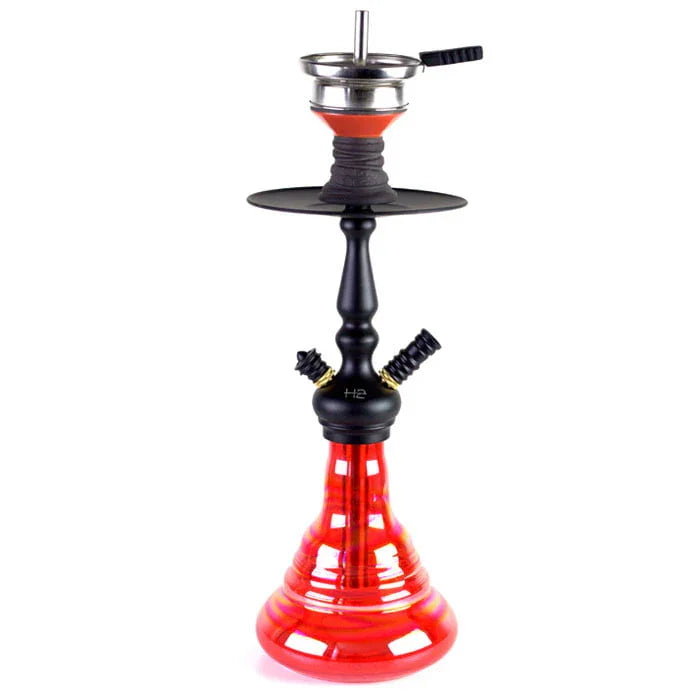 H2 Credible H340 shisha rood - aluminium kliksysteem en kleurrijke glazen waterpijp vaas