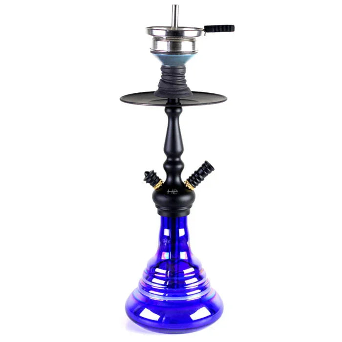 H2 Credible H340 waterpijp blauw - complete shisha set met glazen vaas en siliconenslang