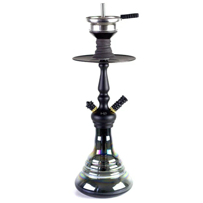 H2 Credible H340 waterpijp zwart - compacte shisha van 47 cm met aluminium rookkolom