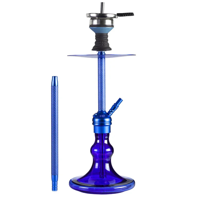 H2 Fresh Carbon H16 shisha blauw - glazen vaas en siliconenslang inclusief