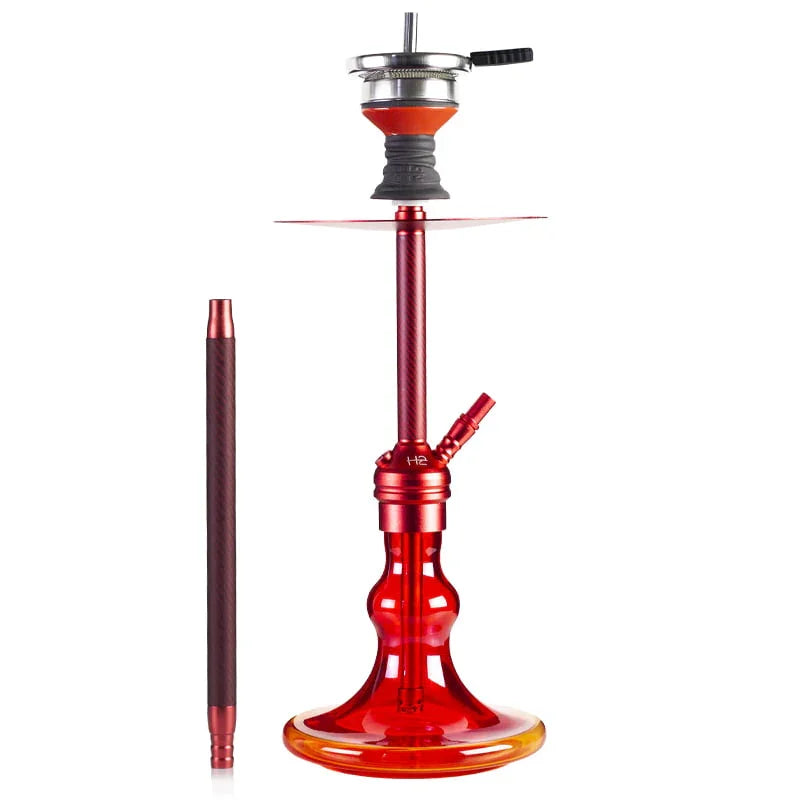 H2 Fresh Carbon H16 shisha rood - complete set van 48 cm met diffuser en tabakskop