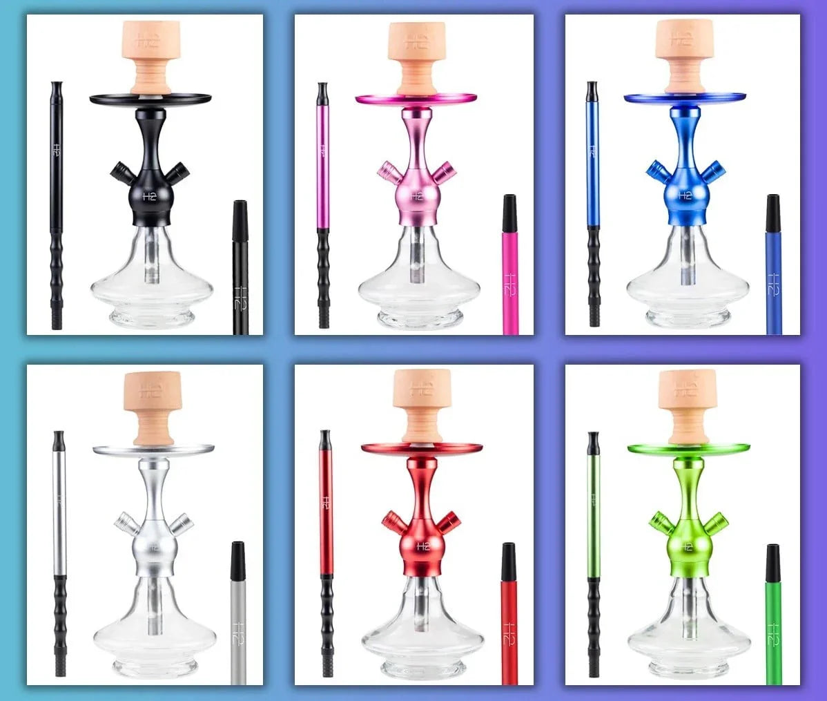 H2 Greedy H10 waterpijp alle onderdelen - complete shisha set van H2
