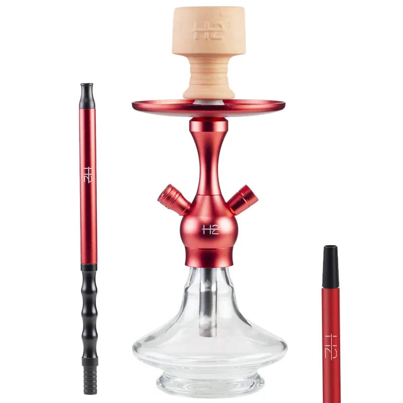 H2 Greedy H10 waterpijp in rood - handzame shisha 40 cm voor onderweg