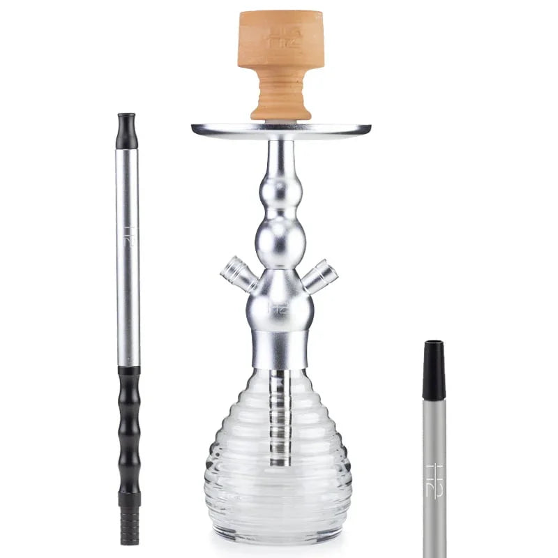H2 Little Greedy H12 waterpijp zilver - compacte shisha van 40 cm met aluminium kolom