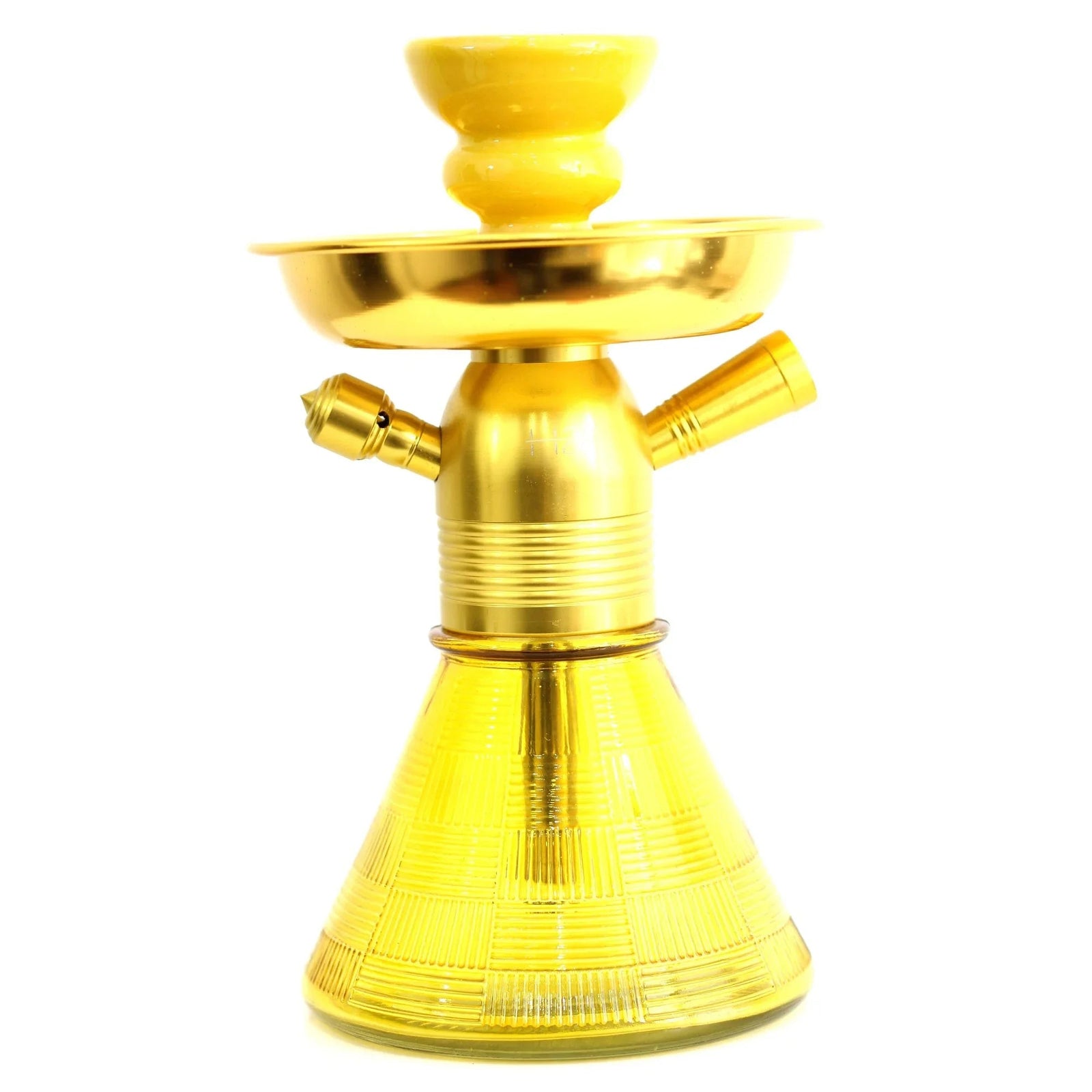 H2 Mini waterpijp goud - kleine shisha met aluminium kolom en gouden vaas