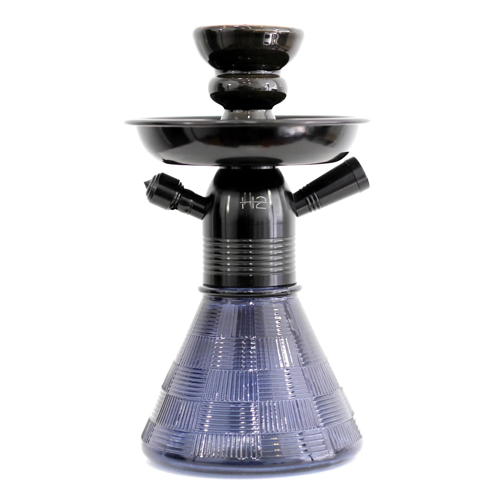 H2 Mini waterpijp zwart - strakke kleine shisha in zwart met art deco patroon