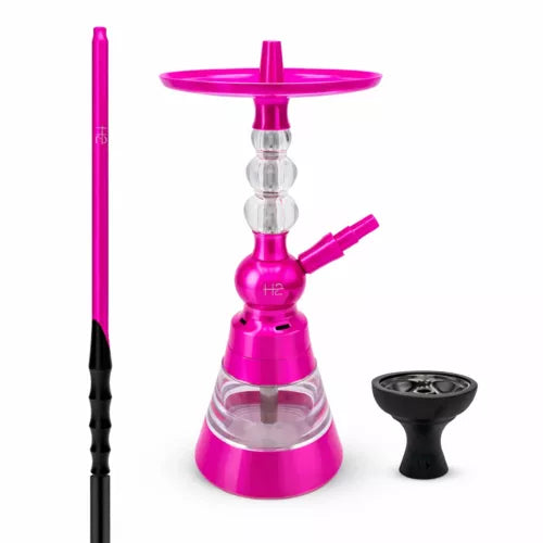 H2 Rayka Pink complete waterpijp van 34 cm met roze steel en siliconen slang