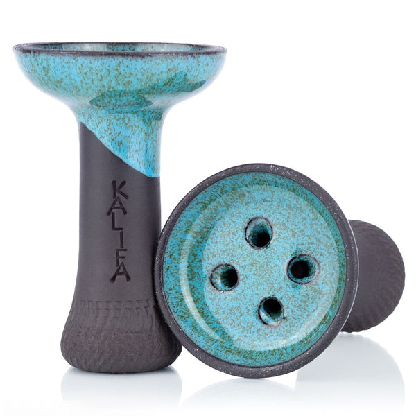Kalifa Classic Neptun vortex waterpijp tabakskop in blauw-groen, handgemaakt in Duitsland, 4-gaten vortex systeem