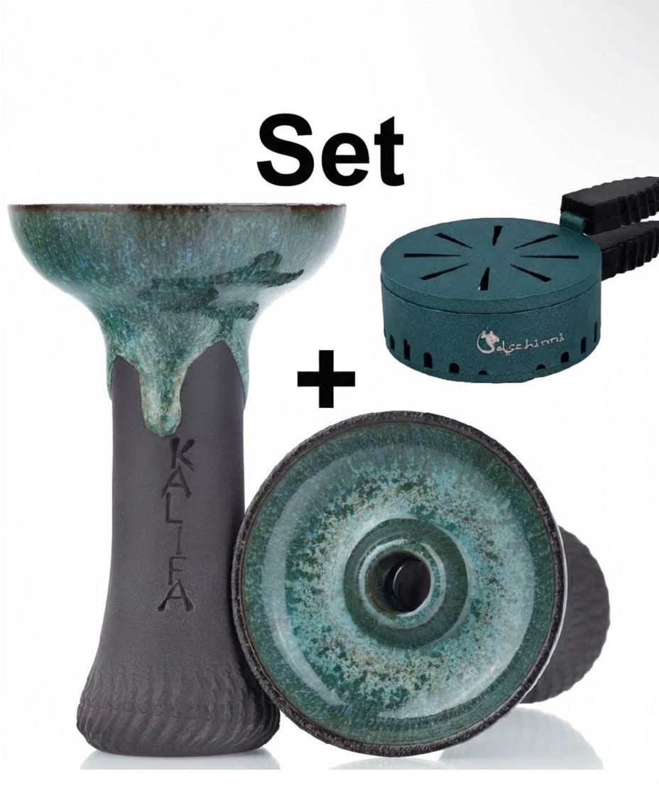 Kalifa Phunnel Bowl Java Edition set met Dschinni The Crown HMD - complete shisha tabakskop en hittemanagement combinatie