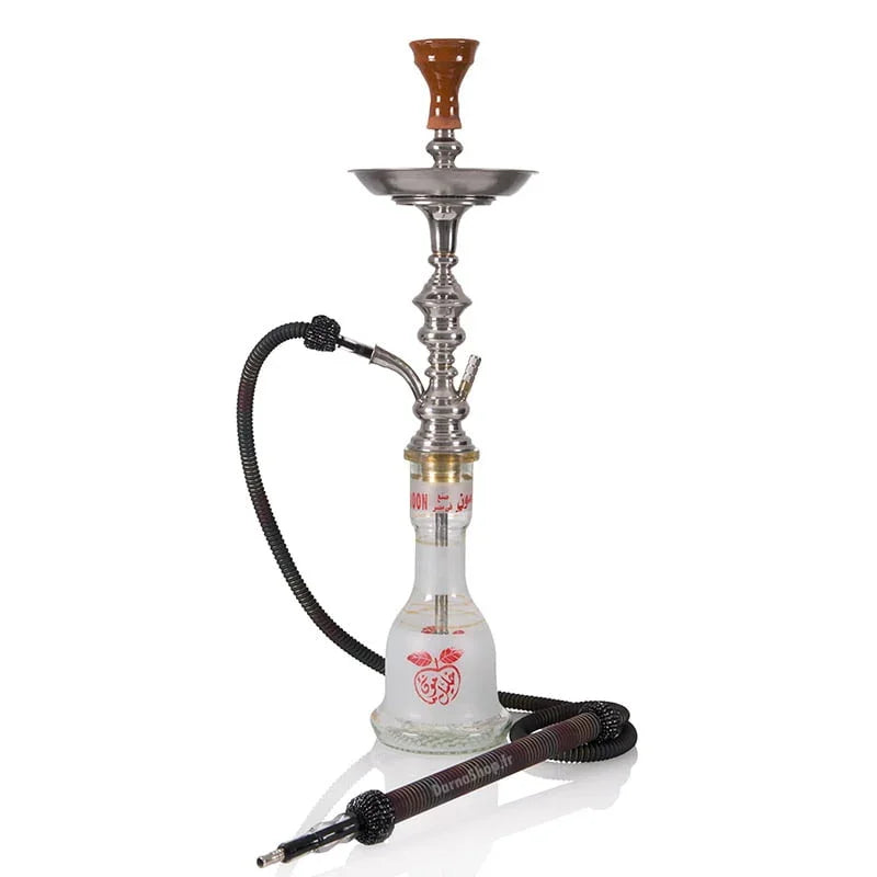 Khalil Mamoon Cafe Model Zilver waterpijp 70 cm - roestvrij stalen rookkolom en glazen vaas