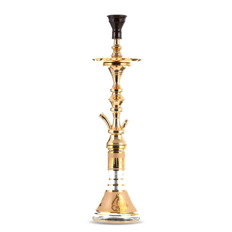 Khalil Mamoon Gold waterpijp met gouden afwerking, inclusief vaas en waterpijp tabakskop