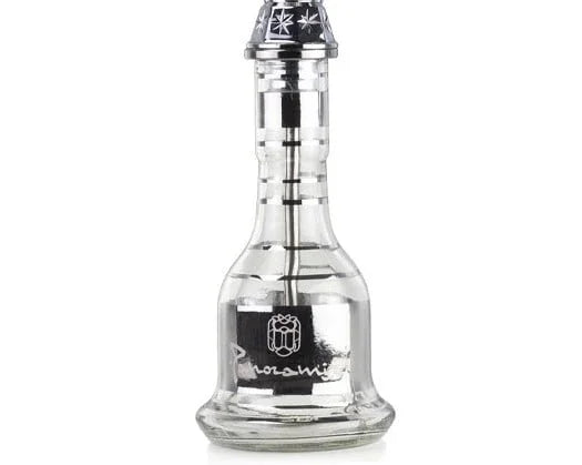 Khan Al Khalily Panoramix B waterpijp vaas zilver - losse shisha vaas van extra dik glas