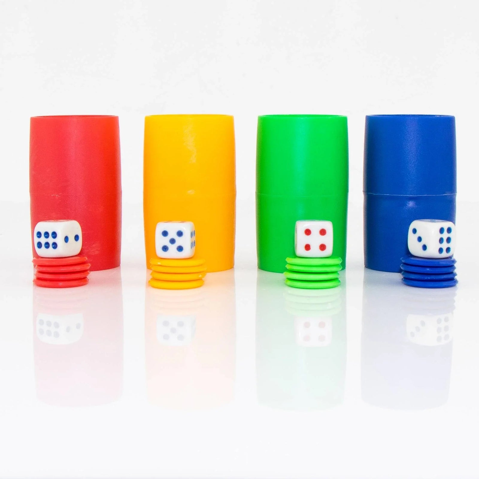 Koker fiches rood geel groen blauw Parchi Ludo bordspel onderdelen