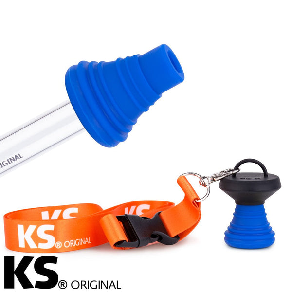 KS Hygiene mondstuk Appolino blauw - hygiënisch shisha mondstuk met beschermkap voorkant
