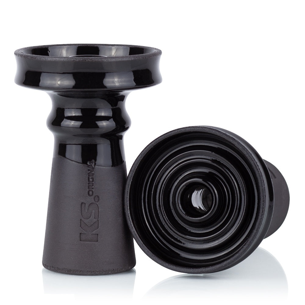KS Original Patron Black keramische phunnel shisha tabakskop met zwarte glanzende afwerking - zijaanzicht