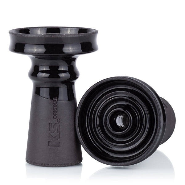 KS Original Patron Black keramische phunnel shisha tabakskop met zwarte glanzende afwerking - zijaanzicht