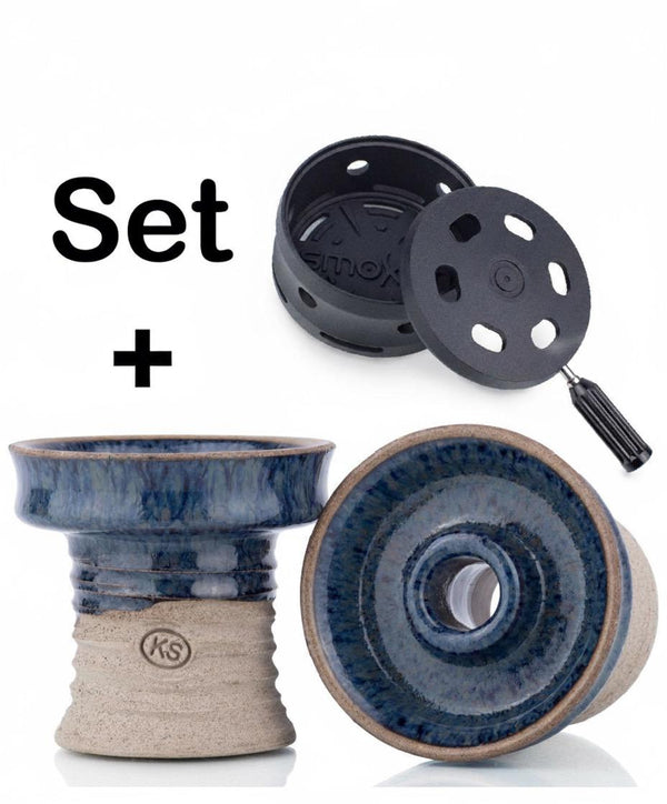 KS Player Blue Matter waterpijp tabakskop met Smokah HMD 2.0 Matt Black - phunnel design, handgemaakt in Duitsland door KS Original