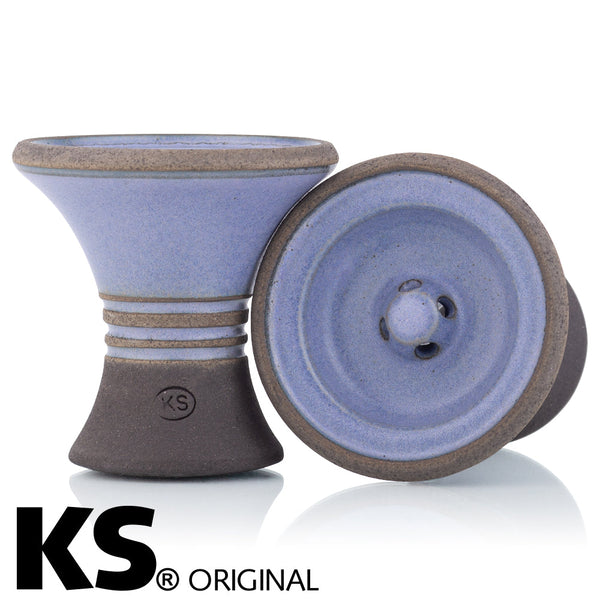 KS Tornado Blue handgemaakte stenen shisha tabakskop van KS Original, blauw lila glazuur, 9 cm hoog, gemaakt in Duitsland
