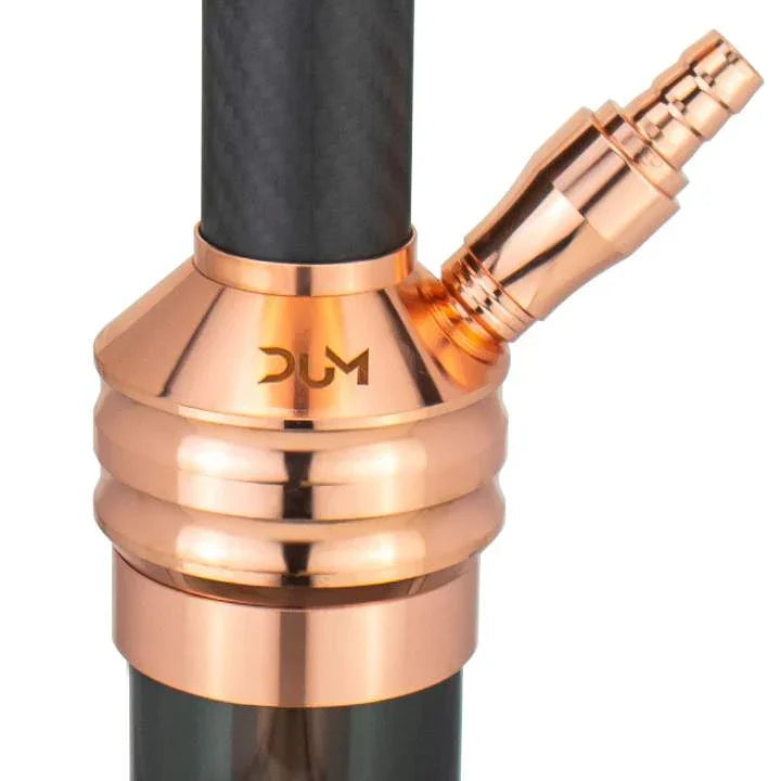 Luxe Dum Big Buffer Gold waterpijp met glanzende gouden rookkolom en glazen vaas