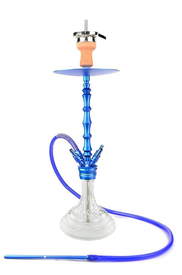 Mata Leon Aluminium Blue 70cm - luxe aluminium waterpijp met blauwe afwerking van het merk Mata Leon