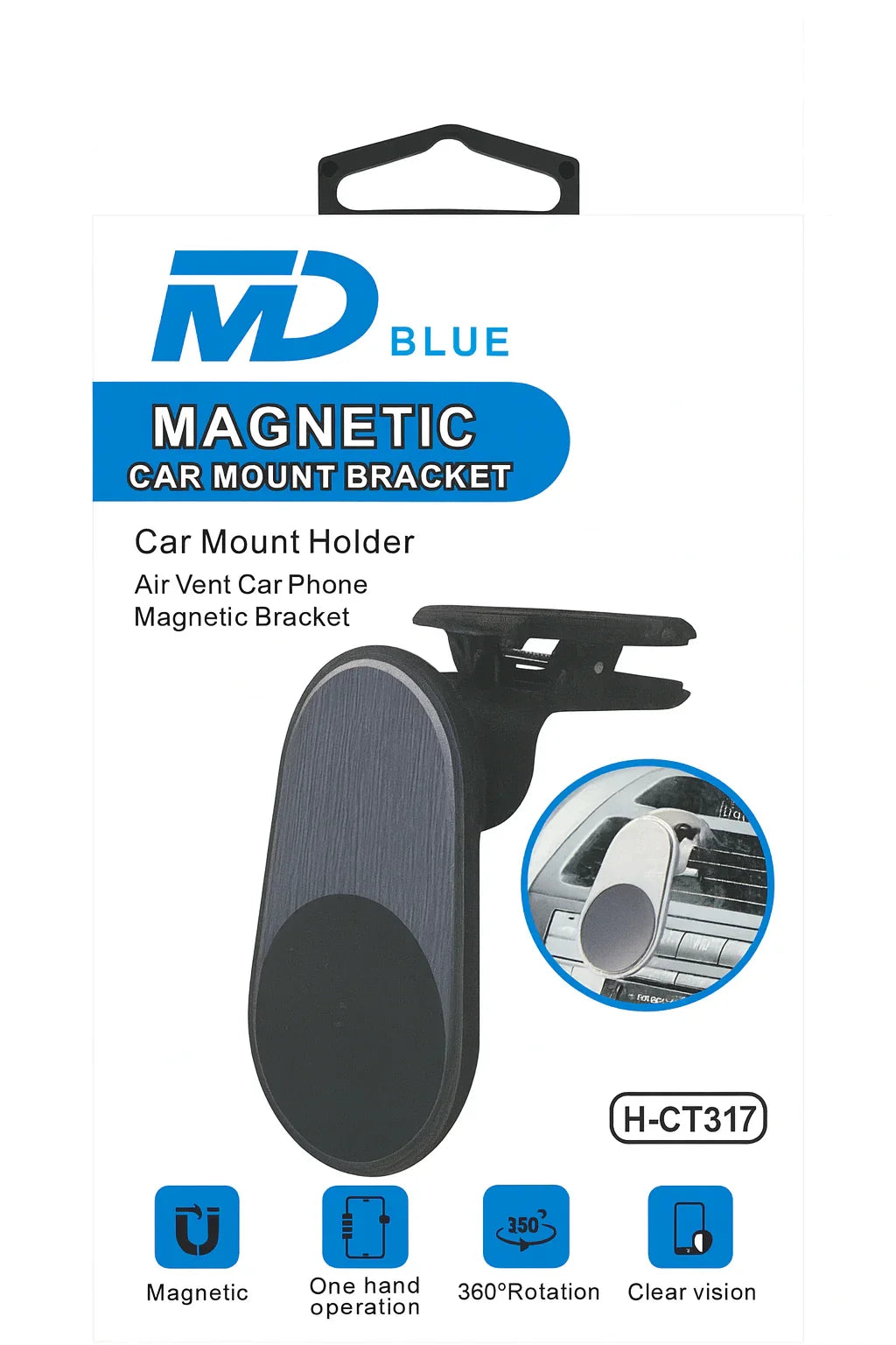 MD BLUE Magnetic Car Mount Bracket - magnetische telefoonhouder bevestigd op ventilatierooster in de auto