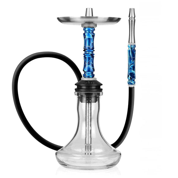 Moze Breeze Two Wavy Blue waterpijp - compacte shisha met golvend blauw design en blow-off systeem