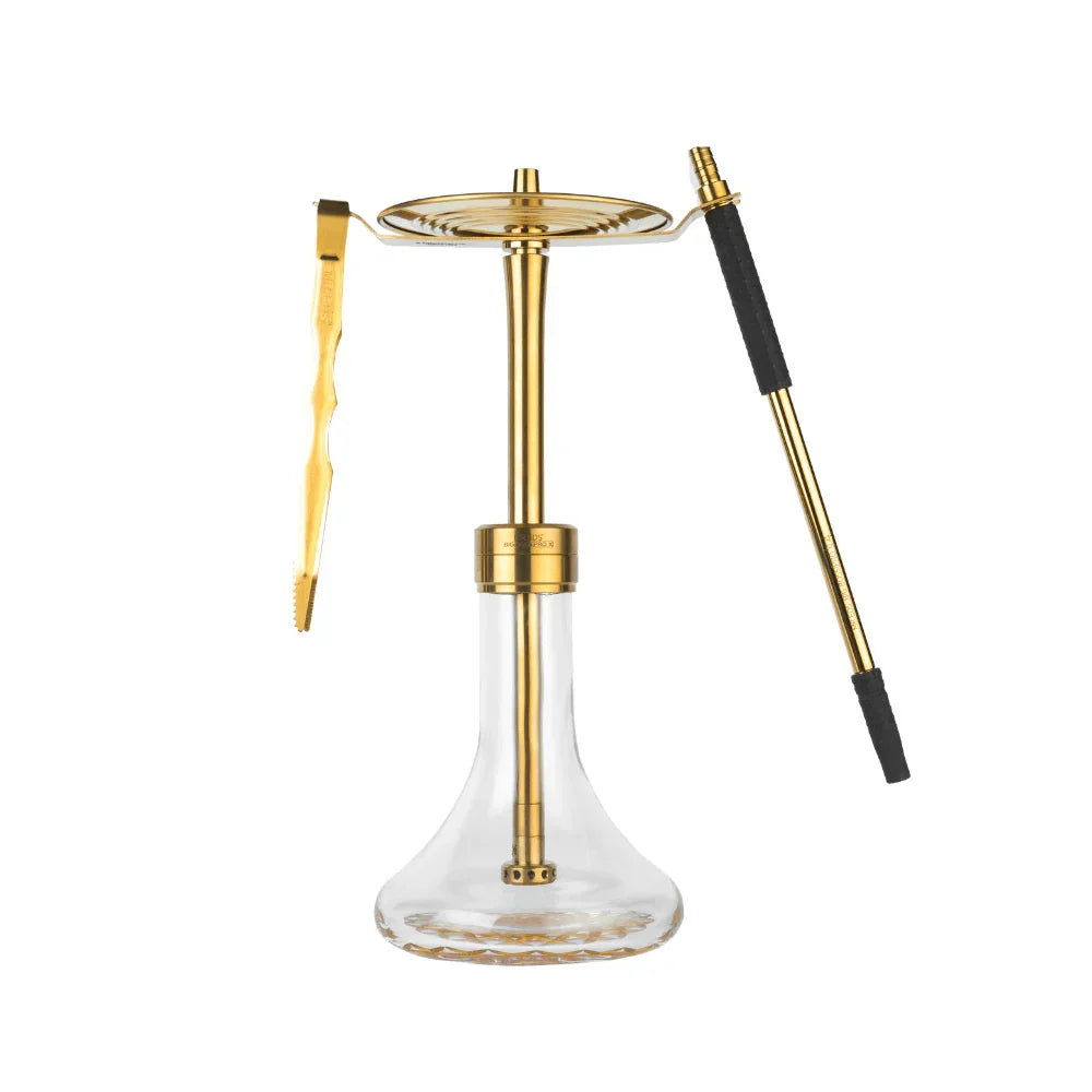 Mr.Eds E24 Big Boss Pro X4 Titanium - roestvrij stalen shisha van 65 cm met titanium afwerking en 4 slangaansluitingen
