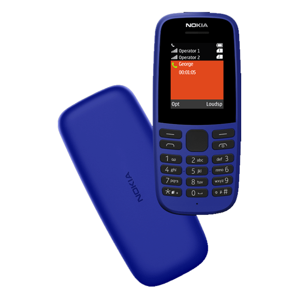 Nokia 105 Dual SIM 4th Edition compacte basistelefoon met lange batterijduur en klassiek ontwerp