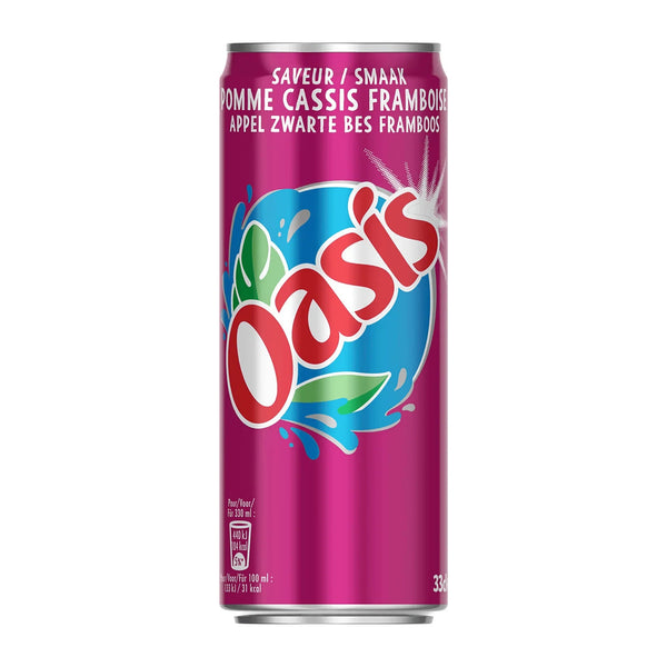 Oasis Cassis Framboise frisdrank met zwarte bes en framboos smaak, suikervrij en verfrissend