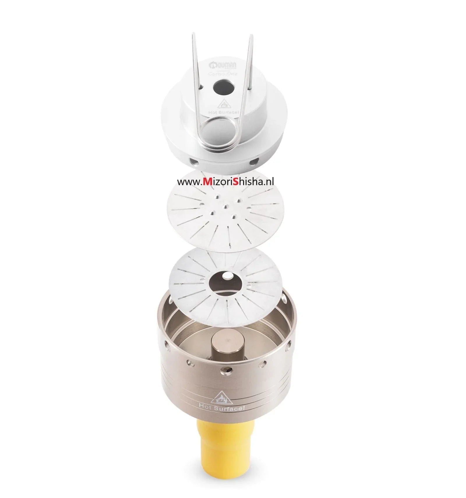 Oduman Carbo One heat management system op tabakskop - drie standen voor shisha rookontwikkeling