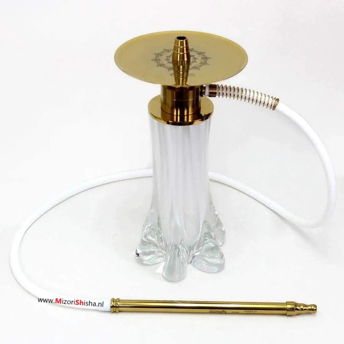 Oduman Dream M2 wit - handgeblazen El Nefes kristallen vaas shisha detail bovenaanzicht