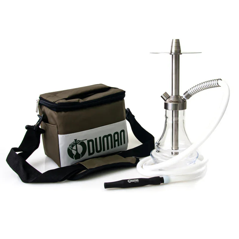 Oduman Gusto XS waterpijp transparant - compacte shisha van 31 cm met roestvrij stalen frame en glazen vaas