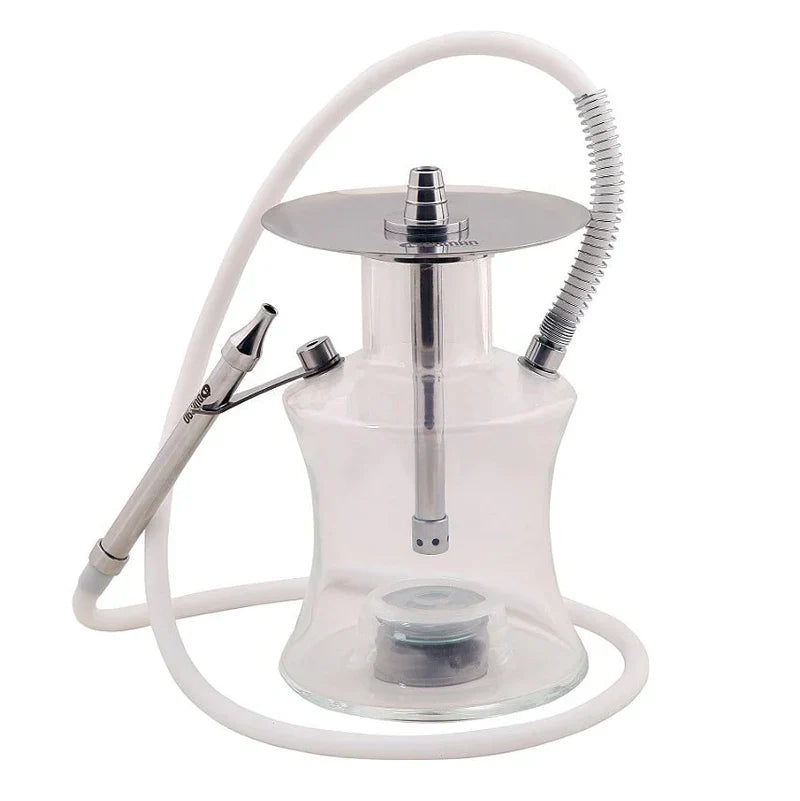 Oduman N2 Travel waterpijp van roestvrij staal en handgeblazen glas, 21 cm compacte shisha