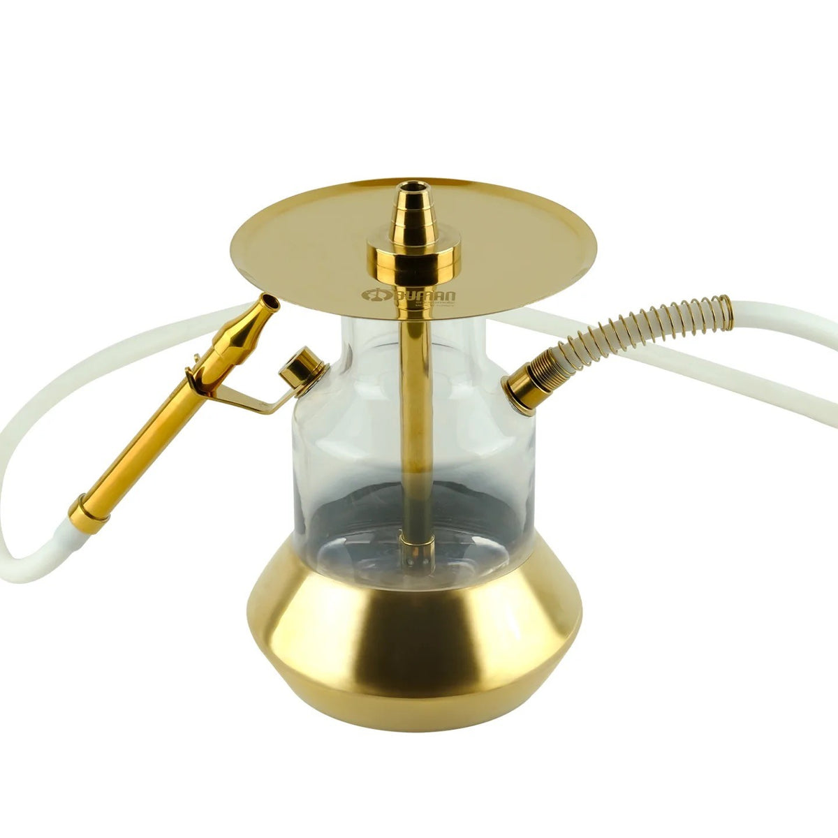 Oduman N4 Gold waterpijp 28 cm glazen shisha met goudkleurige rvs delen