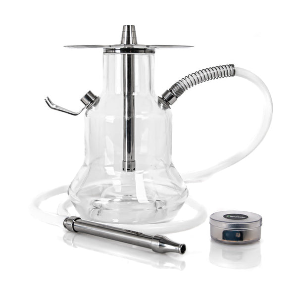 Oduman N4 Shisha Clear Glass - compacte glazen waterpijp met LED-verlichting van onderen