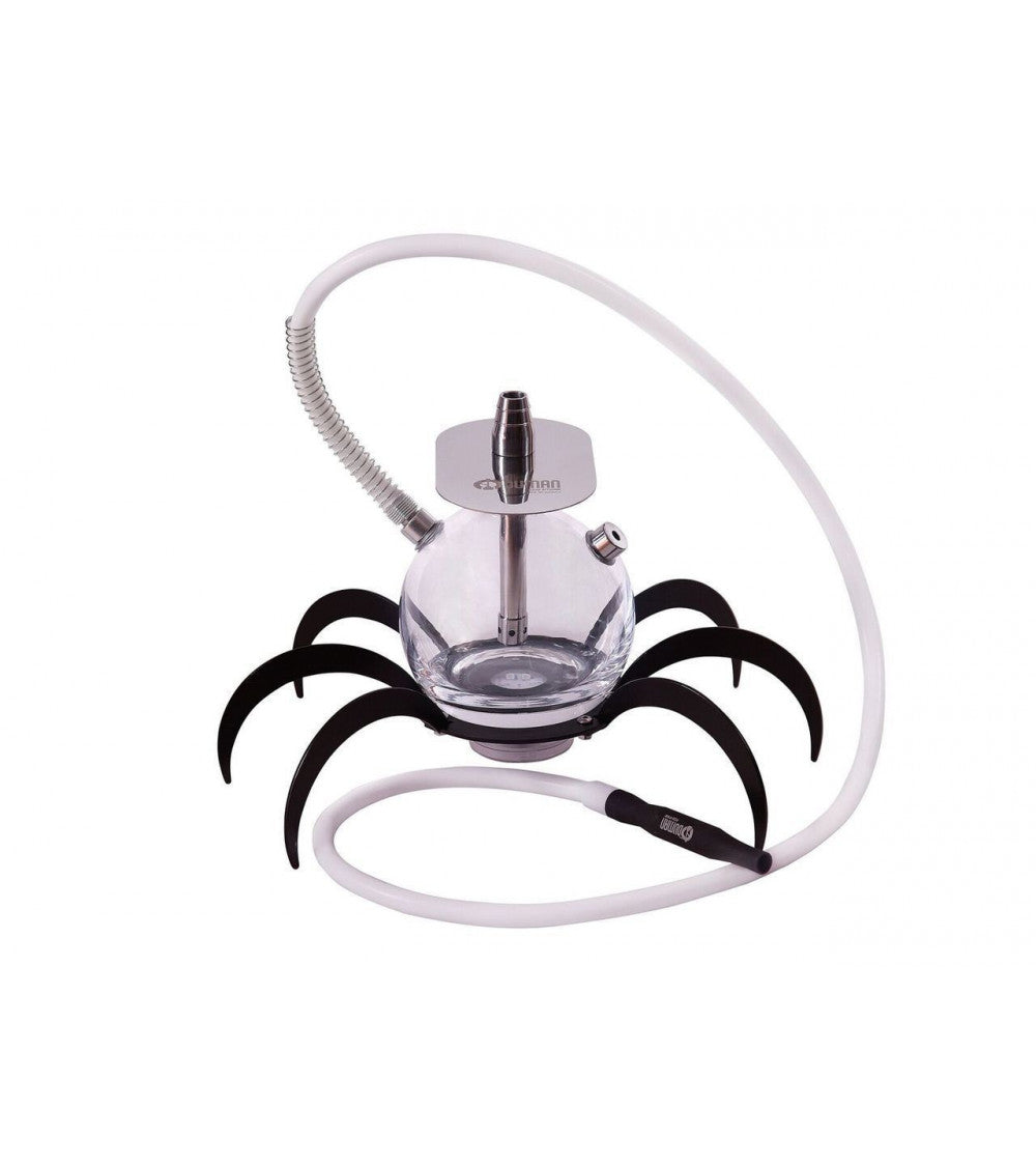 Oduman N9 Tarantula shisha zijaanzicht met stalen spinpoten en glazen vaas