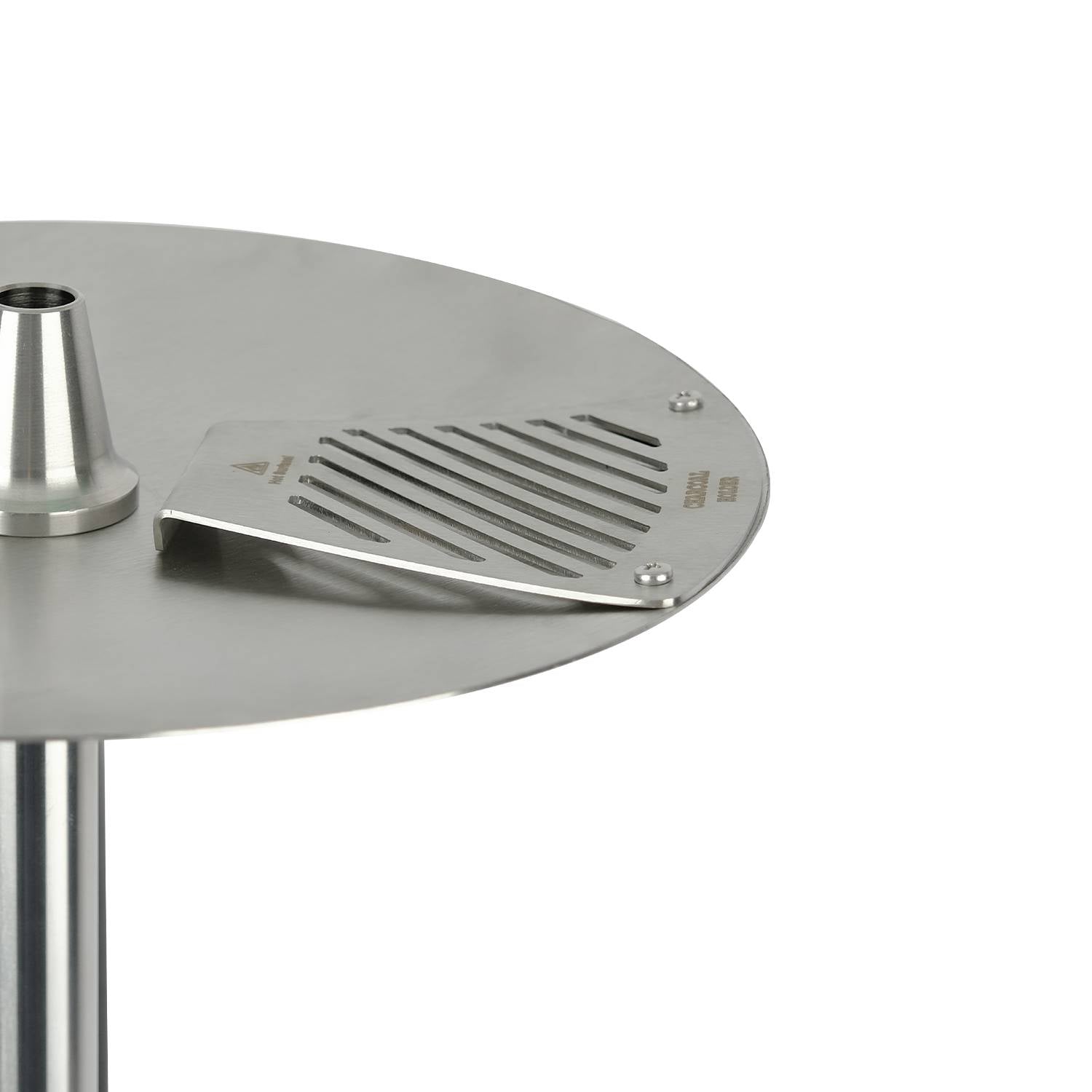 Oduman Orion shisha black glass vaas en zilveren steel aanzicht van opzij
