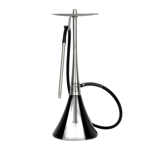 Oduman Orion Silver Black waterpijp shisha met zwarte glazen vaas en zilveren body