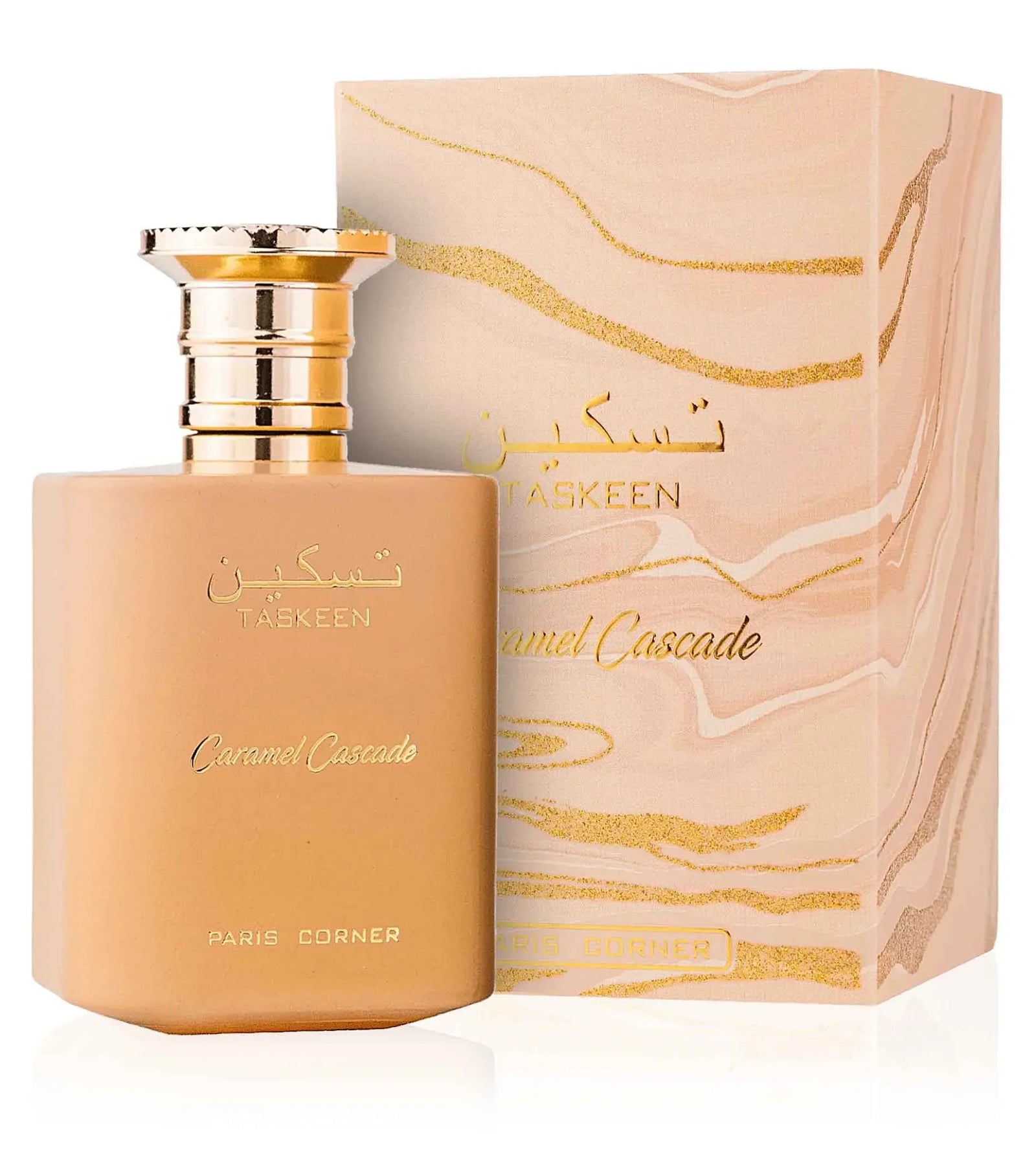 Paris Corner Taskeen Caramel Cascade eau de parfum - fles met warme karamel- en ambergeur van Paris Corner
