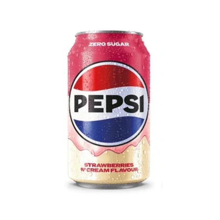 Pepsi Strawberry & Cream 330ml blikje - limited edition frisdrank met aardbei en room smaak