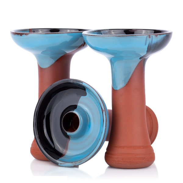 Phunnel Bowl Natur Black-Blue shisha tabakskop van steen-klei, handgemaakt in Duitsland, zwart-blauw design