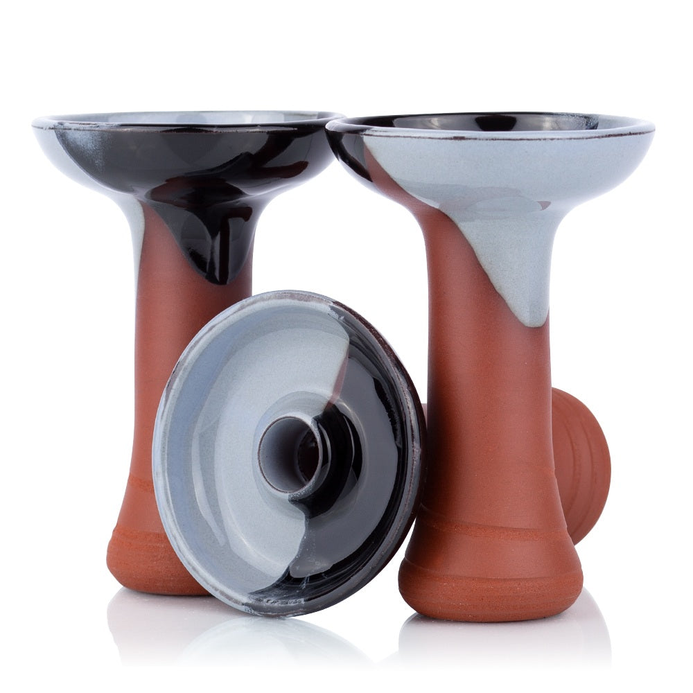Phunnel Bowl Natur Black-Grey handgemaakte shisha waterpijp tabakskop van steen-klei in zwart-grijs glazuur