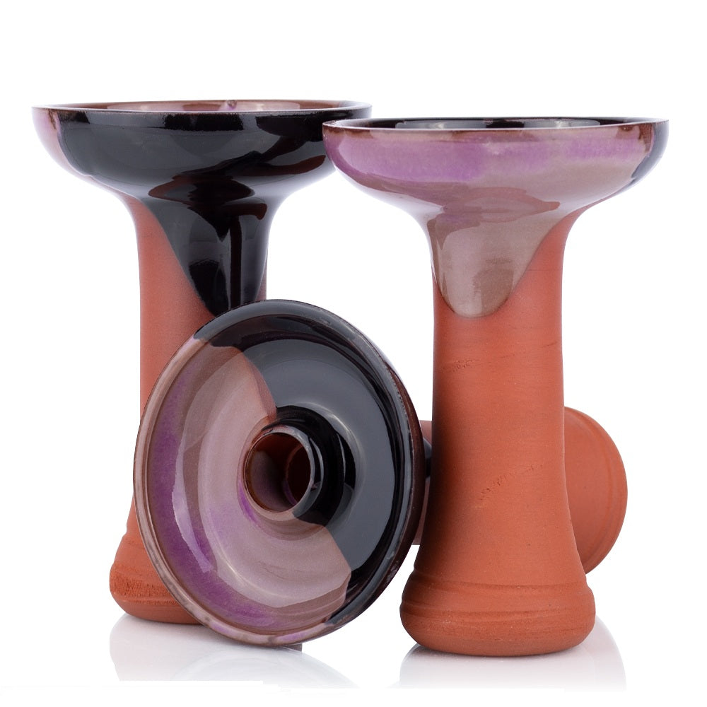 Phunnel Bowl Natur Black-Purple shisha tabakskop van steen en klei, handgemaakt in Duitsland, zwart met paarse kleur
